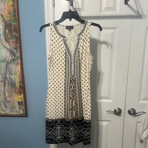 Hale Bob Cream and Black Sheath Mini Dress